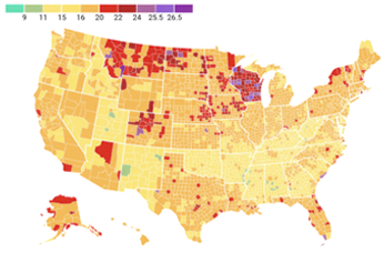 USA excessive drinking map